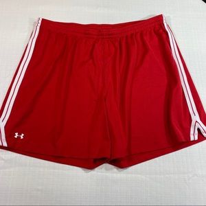 Under Armour Red Athletic Shorts with White Trim